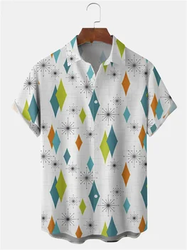 Раирана карирана мъжка риза с къс ръкав 3D принтиране модна ежедневна жилетка мъжки и дамски блузи мъжки ризи 2023 нова sty