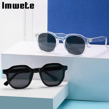 Imwete New Polygon овални слънчеви очила жени мъже реколта слънчеви очила черни очила открит цветни очила луксозен дизайн UV400