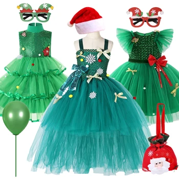 Детска коледна момиче рокля костюми Подарък за рожден ден Коледно парти Творчески косплей костюми за детски шапки Коледни комплекти Дрехи