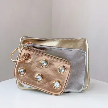 Моден дизайнер PU кожа 3-в-1 дамска чанта за съхранение Подвижна чанта за жени грим чанта нула портфейл мобилен телефон чанта