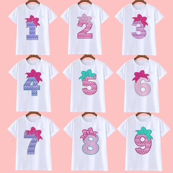 Напечатан номер на рожден ден Ризи 1-10 Рожден ден момичета облекло тениска Wild Tees момичета T ризи Дрехи Детски подаръци Модни върхове