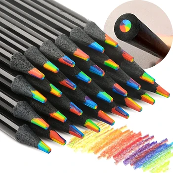 1Pc градиент дъга моливи джъмбо-цветни моливи многоцветни моливи за студентско изкуство рисуване оцветяване скициране 7 цвята