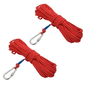 2X риболовно магнитно въже 20 метра, найлоново въже плетено въже тежко въже с безопасно заключване, диаметър 6 мм безопасно и трайно