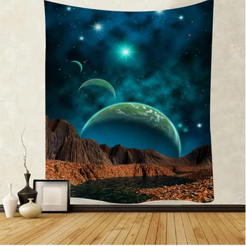Психеделичен колоритен космически галактика Земята гоблен стена висящи Boho дома общежитие декор стена кърпа гоблени пикник диван одеяло