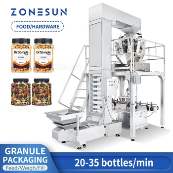 ZONESUN Автоматична машина за пълнене с тегло за хранене Прах & Опаковка на гранули Зърнени фъстъци Бонбони Производство на храни