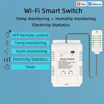 WiFi -16 превключвател Tuya безжично управление с мониторинг на консумацията на енергия Термостат за температура и влажност Alexa съвместим