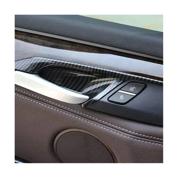 4PCS кола вътрешна врата дръжка купа тапицерия капак за BMW X5 F15 X6 F16 2014-2018 подлакътник панел рамка декоративен стикер въглерод
