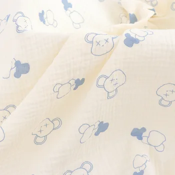 Stock памук печат насилие мечка двойно креп бебе двойна памучна марля кърпа за баня домашно облекло пижама плат