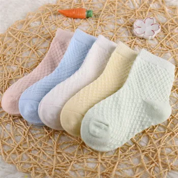 5 чифт/лот летни детски памучни чорапи момче момиче бебе мека мода ултратънка дишаща мрежа за пролетта 1-8 година тийнейджъри детски чорап