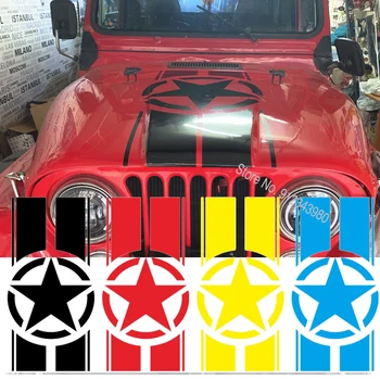 Doordash военен качулка стикер за Jeep Wrangler TJ LJ JK Star Army Stripes Decal винил кола камион DIY водоустойчив кола стикери