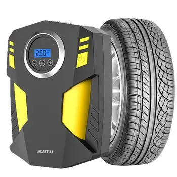 Автомобилна въздушна помпа за надуваема помпа за гуми с ярки LED светлини Цифров дисплей помпа за зареждане Преносим инфлатор за гуми за велосипед