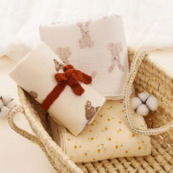 Памучно бебешко одеяло за момчета момичета Мека кърпа за баня Новородено Получаване на одеяло Дишаща детска одеяло Новородено душ подаръци