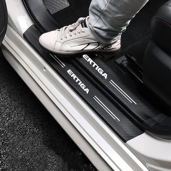 4Pcs въглеродни влакна кола праг защита стикер водоустойчив стикер за Suzuki ERTIGA 2021 2020 2019 2018 Аксесоари