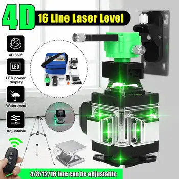 16 линии 4D лазерно ниво зелена линия самонивелиране 360 хоризонтално и вертикално супер мощно лазерно ниво зелен лъч лазерно ниво