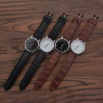Men кварцов часовник стилен мъжки кварцов часовник ясно печат набиране регулируема изкуствена кожа каишка висока точност ръчен часовник за бизнес