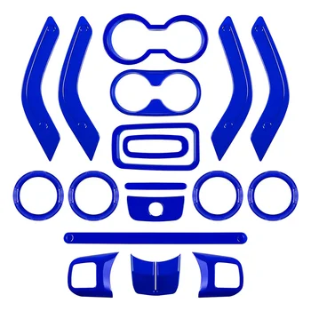 18Pcs декоративна рамка пръстен централен контрол интериор кола аксесоари за Jeep Wrangler синьо