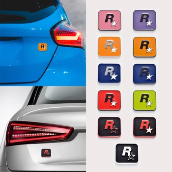 Автомобилен стайлинг Метал R Star лого GTA за кола колоритен страничен калник емблема задния багажник значка масло резервоар капак персонализирани декор стикер