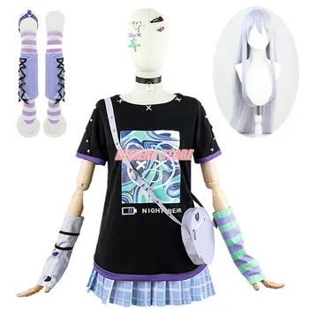 В 25:00 В Nightcord Yoisaki Kanade Cosplay Costume Project Sekai Colorful Stage! VTuber K лятна къса пола комплект перука ролева игра