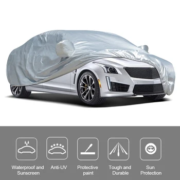 Vislone Universal Full Car Cover Външна UV защита Слънцезащитен крем Защита от топлина Прахоустойчив устойчив на надраскване седан Костюм малък
