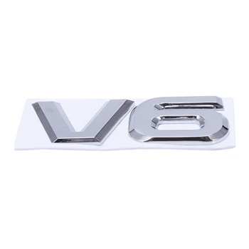 3X Silver Tone Metal V6, стикер, значка за кола / емблема