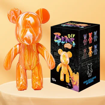 23CM Violent Bear Fluid Painting Акрилна боя 12-парче Комплект Студентски детски ръчно изработени DIY творчески играчки подарък за рожден ден