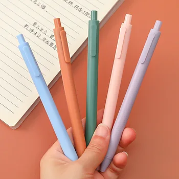1 PC Simple Macaron Colour Manual Gel Pens Black Ink 0.5mm Fine Pointpen за писане на студентски канцеларски материали Училищни пособия