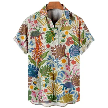 2023 Кокосово дърво ризи за мъже 3d отпечатани мъжки хавайски риза плаж алоха риза извънгабаритни мъже блуза Camisa Camisas де Hombre