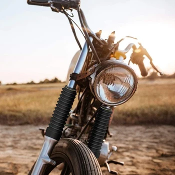 Преден капак на вилката, гумен мотоциклет Предна вилка Корица Гети Gators ботуши Шок амортисьор прах капак (черен)