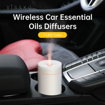 Vissko Car дифузьор безжичен овлажнител Auto пречиствател на въздуха Aromo освежител за въздух с LED светлина за кола Ароматерапия дифузьор
