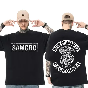 Синове на анархията SAMCRO Trend Мъже Жени Памучна тениска Отпечатана тениска с къс ръкав Oversize Streetwear Tee Tops Дрехи
