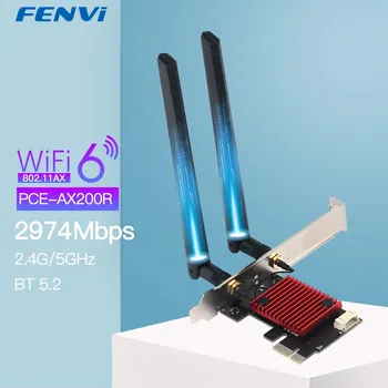 3000Mbps WiFi 6 Intel AX200 PCIE безжичен адаптер Bluetooth 5.2 мрежова WiFi карта двулентова 2.4G / 5Ghz 802.11AX за PC Win 10 11