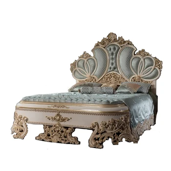 Персонализирани мебели за двореца, луксозна родителска спалня от масивно дърво, двойно легло, френско сватбено легло