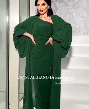 Класическа зелена дълга шифон шифон мюсюлманска вечерна рокля فساتين نسائيه سهره A Line Floor Length Robe Femme Soirée