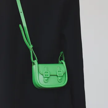 Мини дизайнер Crossbody чанта PU кожа жени нова мода бонбони цвят горната дръжка чанти изящни червило пратеник чанти чанта
