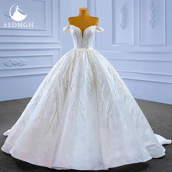 Aedmgh топка рокля сатенени сватбени рокли 2024 Скъпа от рамото принцеса Вестидо де Новия дантела пайети булчински рокли