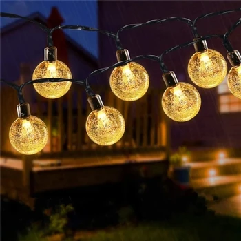 8 режим слънчеви струнни светлини на открито 50LED глобус фея водоустойчиви светлини за градински двор Начало Коледни партита Сватбен фестивал