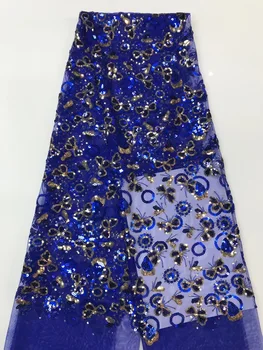 Най-новата мрежеста дантелена тъкан на Нигерия 2021 Висококачествена дантела с пайети Африканска мрежеста дантела Fabric Френска тюл дантела сватбена рокля D4235