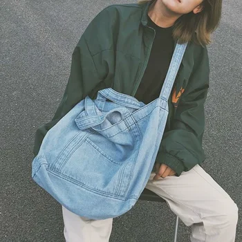 Нова персонализирана чанта Crossbody Denim Shoulder Bags Simple Student Messenger Fashion Tassel Canvas Female Large Capacity Handbag
