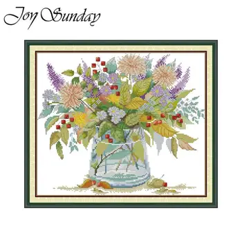 Cross Stitch Kit Joy Sunday Autumn Colors Pattern Printed Counted Canvas DIY Embroidery Kit Aida 16CT 14CT 11CT Home Decor New