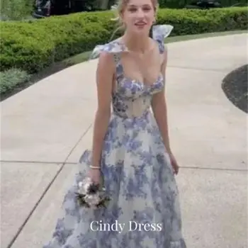 Синди Органза парти рокли печат Шарън щастлива рокля 2024 коктейл принцеса Саудитска жени вечер скъпа сватба гост рокля