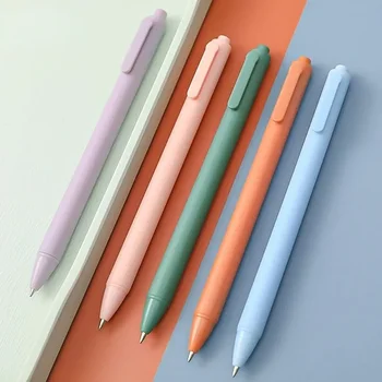 Macaron 5 цвята химикалка 0.5mm черно мастило бързо сухо подписване писалка за студент училище канцеларски Kawaii офис доставка подарък 1PC