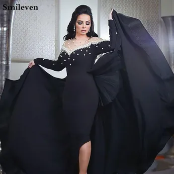 Smileven Секси русалка вечерна рокля Кафтани дълги ръкави арабски абитуриентски рокли дълги перли вечерно парти рокли роба de soire
