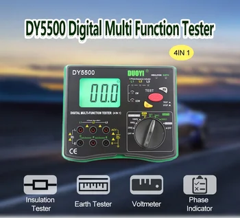 DUOYI 1Set DY5500 Цифров тестер за съпротивление Многофункционален измервателен фазов индикатор Волтметър изолация Земни тестери