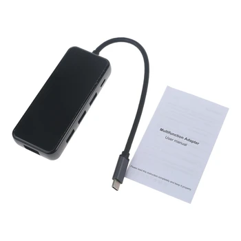 Мулти-портове тип C USB хъб 8 в 1 Gigabit Net HDMI-съвместим USB3.0 тип C порт докинг станция PD бързо зареждане