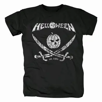 Band Helloween тикви карикатура T риза върховете смешно аниме реколта двойна broadsword графика T ризи Мъжко облекло