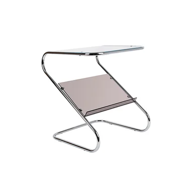 Z форма модерен дом мебели стъкло странична маса списание багажник кафе маса метална рамка странична маса