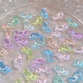 30PCS Ясно 3D Dolphin нокти изкуство сексапил кристал кристал аксесоари части нокти декорация дизайн консумативи маникюр