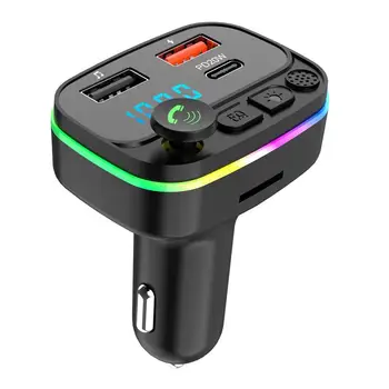 Зарядно за кола Bluetooth-съвместим 5.0 Fm предавател Хендсфри разговори Двоен USB музикален плейър Автомобилен аудио приемник