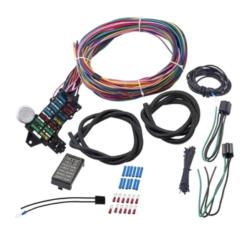 Universal 14 Circuit окабеляване Muscle Car Hot Rod Street-Rod XL Wire 12V Voltage-Circuit Harness Repairing Tool