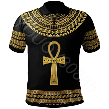 африканска зона мъжка лятна тениска риза трябва ревера мода случайни мъжки върхове - Анкх Египет Dropi поло риза